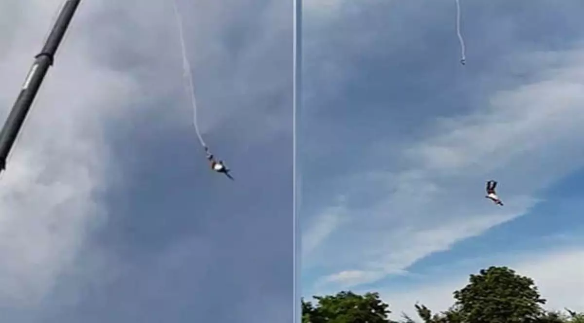 I s-a rupt coarda în timp ce făcea bungee jumping