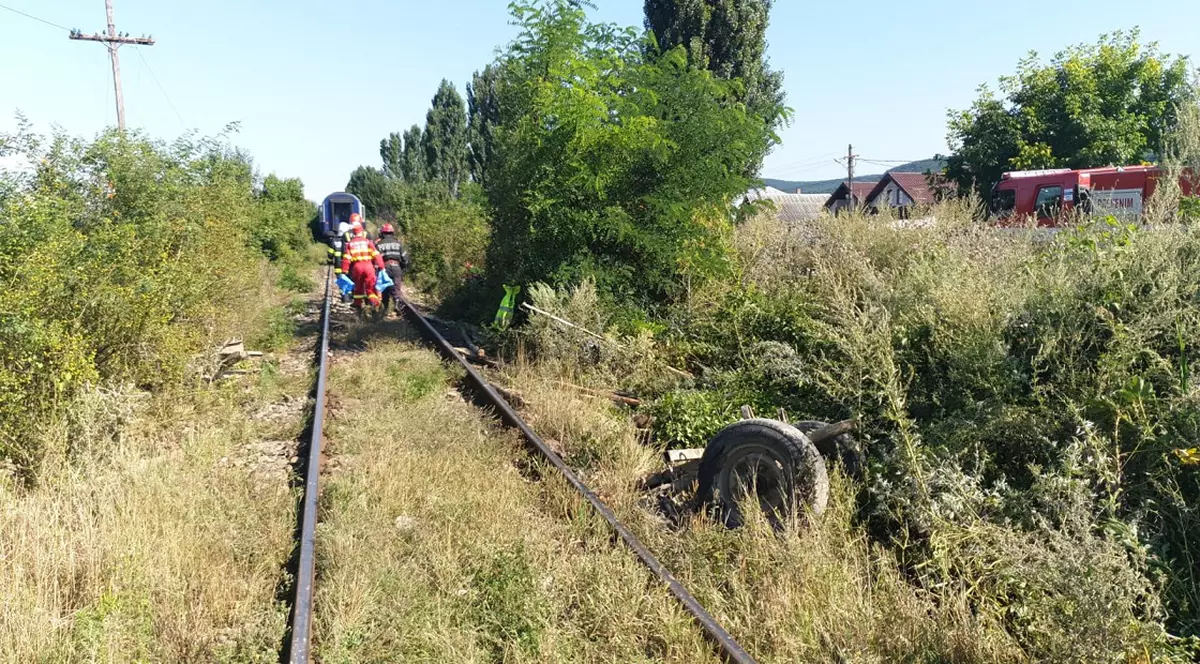 Căruță lovită de tren în județul Bacău