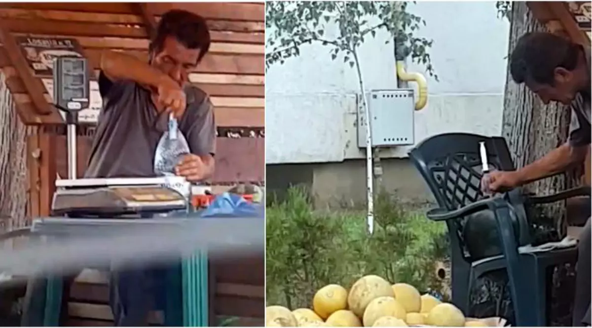 Vânzător din Brăila, filmat în timp ce injecta pepenii cu un lichid