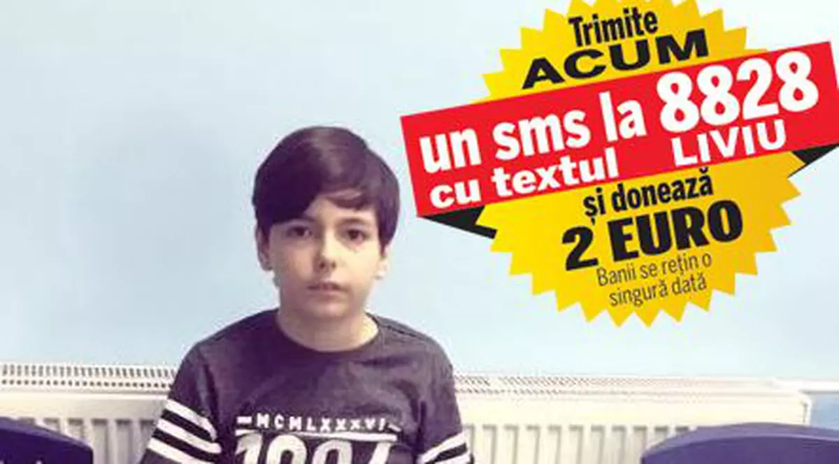 Liviu, olimpic la engleză, suferă de cancer, de hidronefroză și de maladia morbus osler. Pentru a-i fi salvată viața, băiețelul de 11 ani are nevoie de 70.000 de euro