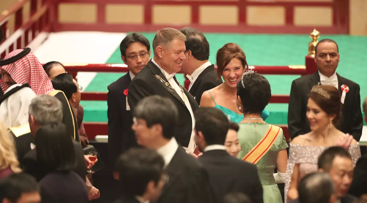 Imagini cu președintele Klaus Iohannis şi soţia sa, Carmen, la Banchetul Imperial din Japonia (foto Administrația Prezidențială)