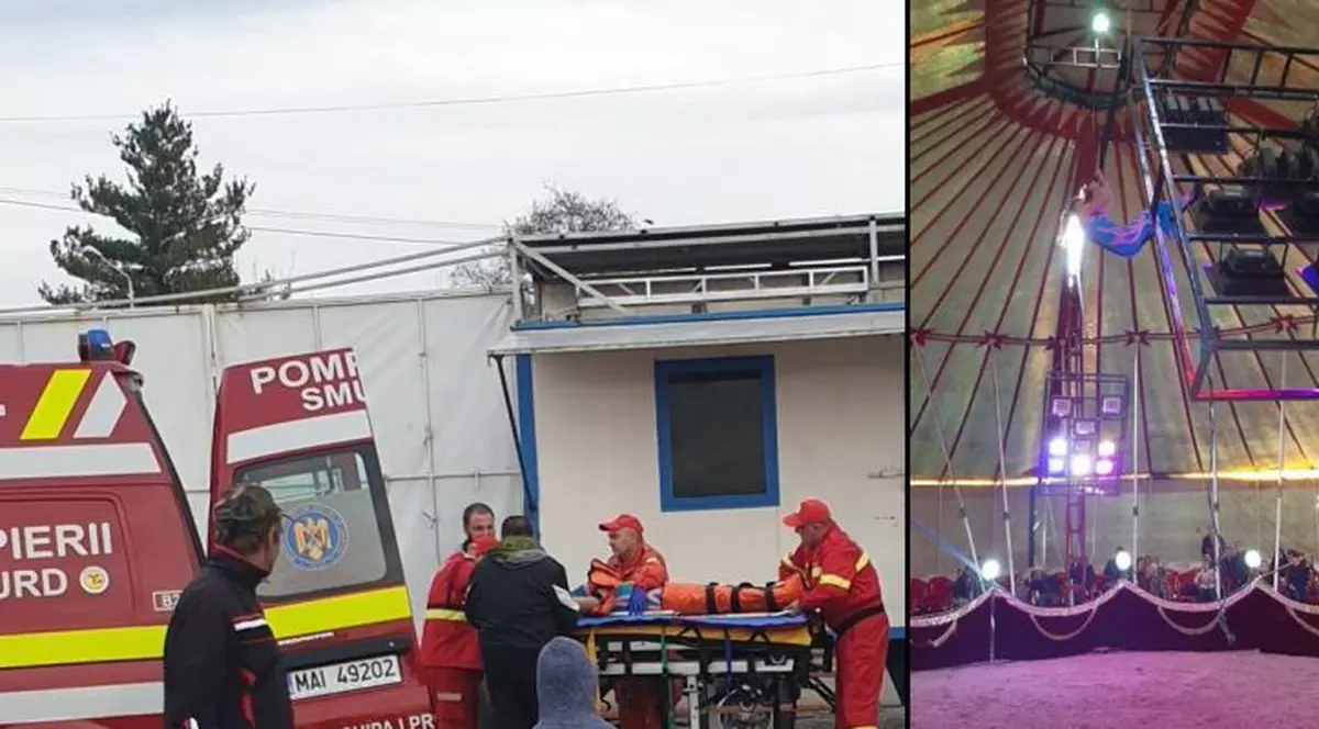O acrobată a căzut la Hunedoara în timpul spectacolului și a suferit multiple fracturi. Imagini șocante