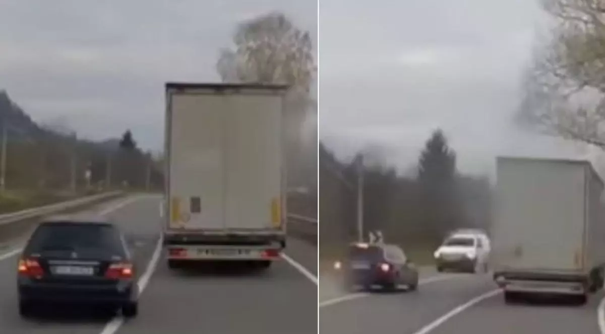 VIDEO | Un șofer inconștient a făcut o depășire pe linie continuă, în curbă! „Îl omoram, și ce? Am asigurare”