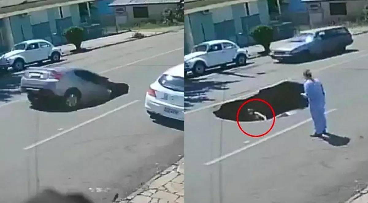 O femeie și fetița ei au căzut cu mașina într-o groapă de pe șosea. S-a surpat astfaltul după trecerea unui camion