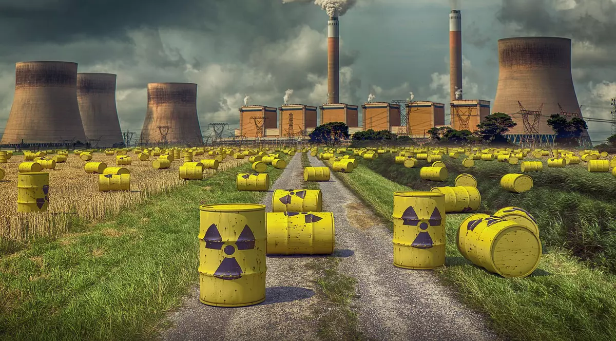 Ce mai sărbătorim azi: începutul erei nucleare în Europa. Prima reacție atomică a avut într-un reactor din URSS, cu design furat din SUA. Centrală nucleară și butoane cu însemnele de pericol radioactiv în fața ei