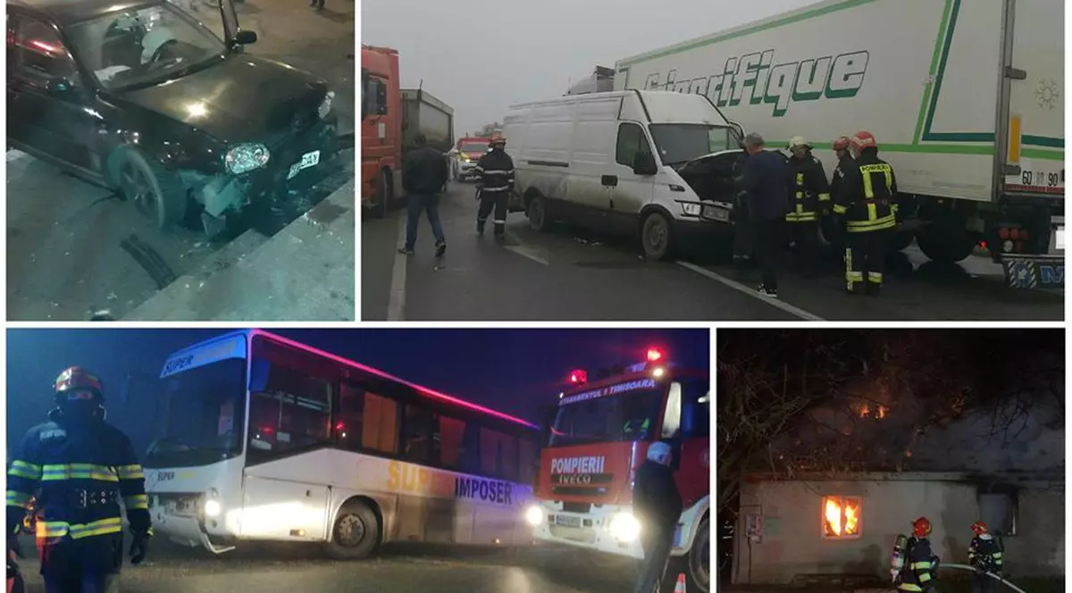 Aproape 100 de intervenții, în 24 de ore, la ISU Timiș. Pe listă: 5 incendii, 7 accidente, dar și o deblocare de ușă