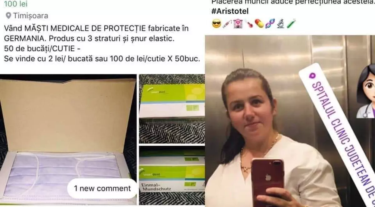 Scandalul ”asistentei medicale” care vinde măști medicinale pe Facebook. Tânăra este elevă la o școală postliceală sanitară