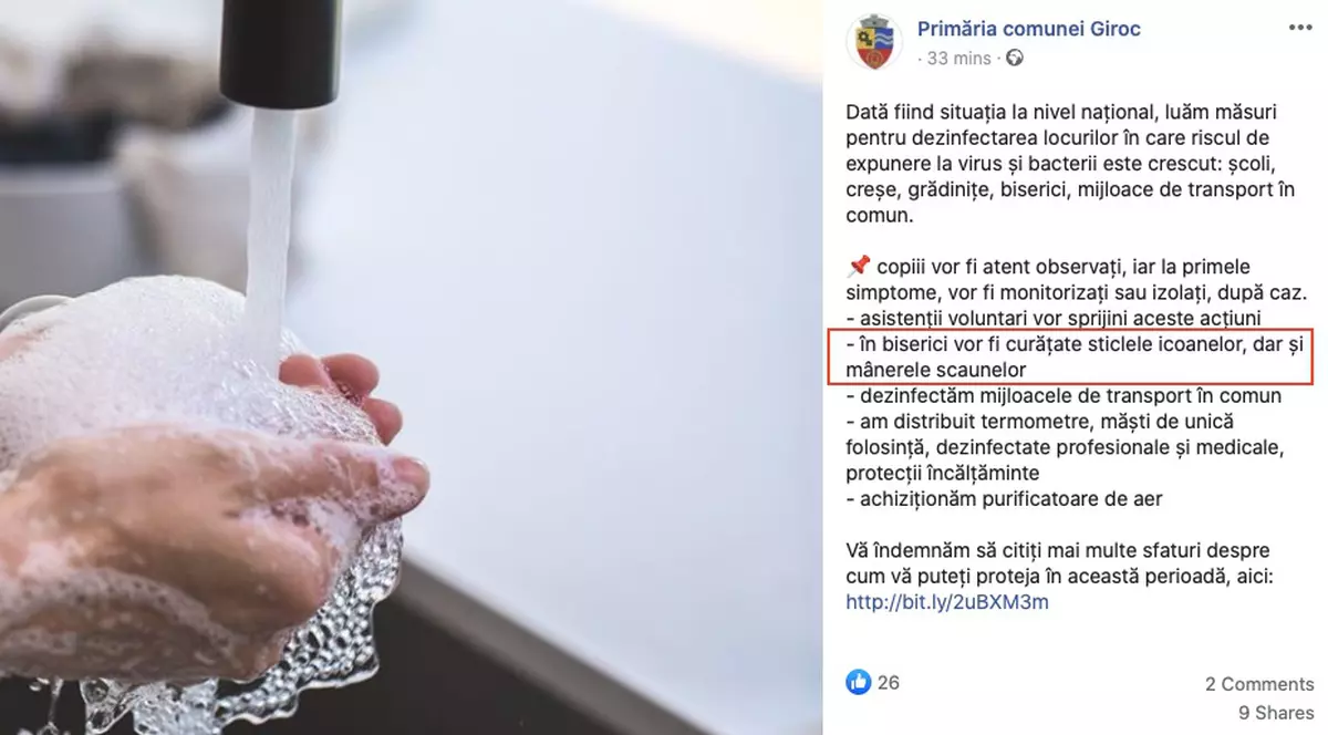 Primăria din România care a dispus curățarea icoanelor și a scaunelor din biserici, ca măsuri împotriva coronavirusului