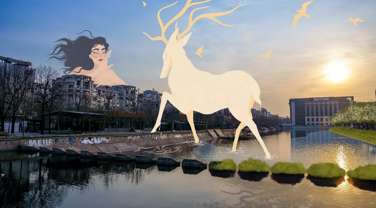 Artiștii care au ilustrat fotografiile cu străzile goale din țară. Râul Dâmbovița