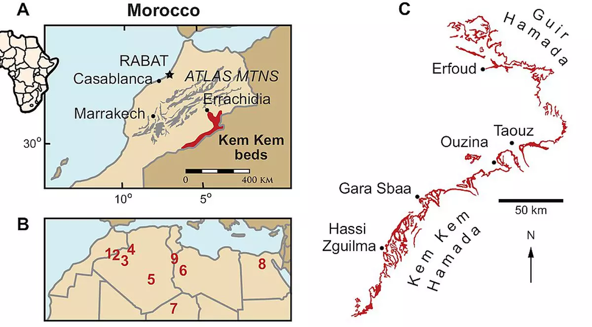 Localizarea celui mai periculos loc din istoria planetei Pământ (cu roșu), la granița dintre Maroc și Algeria