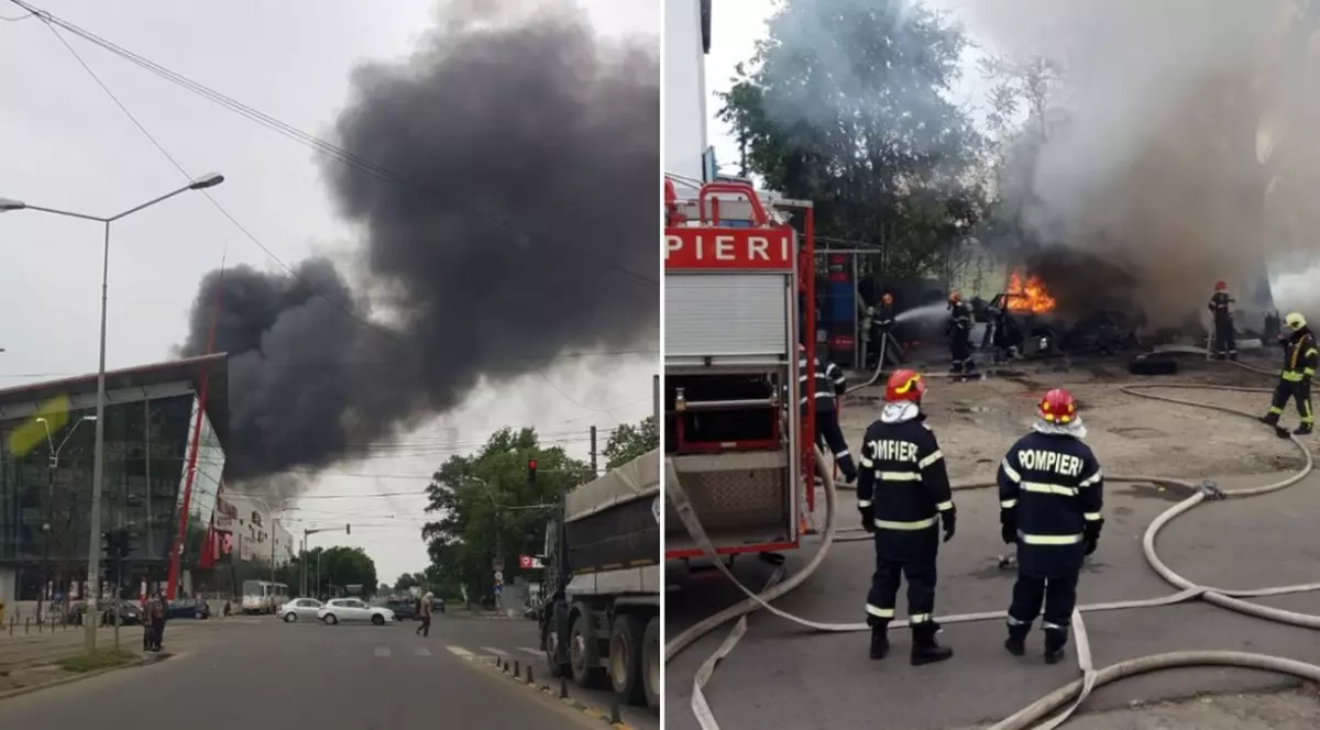 Incendiu puternic în București. Un nor uriaș de fum s-a ridicat deasupra orașului