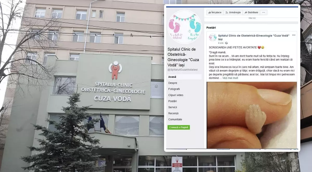 Un spital de stat din România publică mesaje anti-avort. Postarea de pe Facebook a Maternității Cuza Vodă din Iași se numește „Scrisoarea unei fetițe avortate”