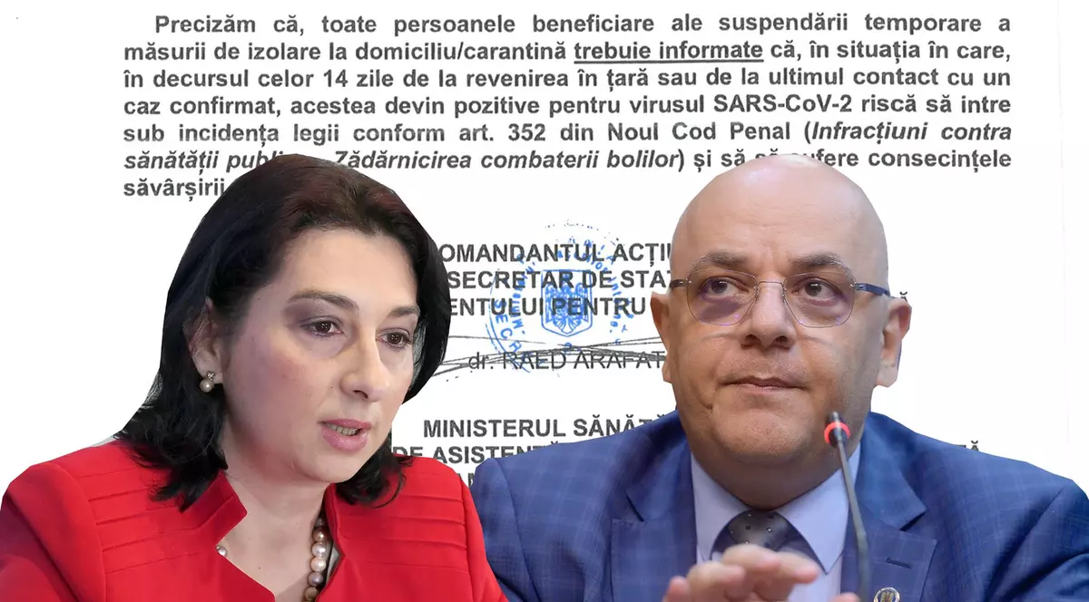 Printr-un document oficial, Raed Arafat și șefa DSP-urilor îi amenință cu închisoarea pe cei scoși din izolare de Curtea Constituțională!