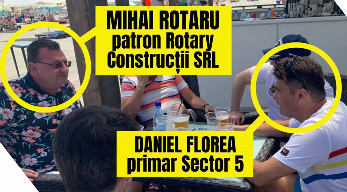 Daniel Florea, primarul sectorului 5, la Mamaia, cu patronul firmei care face anvelopările blocurilor din sector