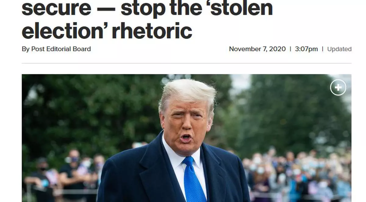 După ce l-a susținut în campanie, tabloidul NY Post îl îndeamnă pe Trump să renunțe la „retorica privind fraudarea alegerilor”