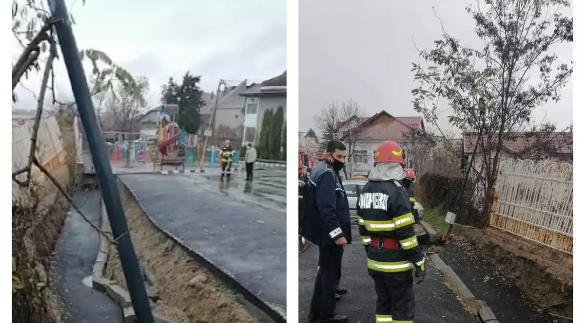 VIDEO | Alunecare de teren în Vâlcea. O stradă a fost afectată, iar circulația este îngreunată