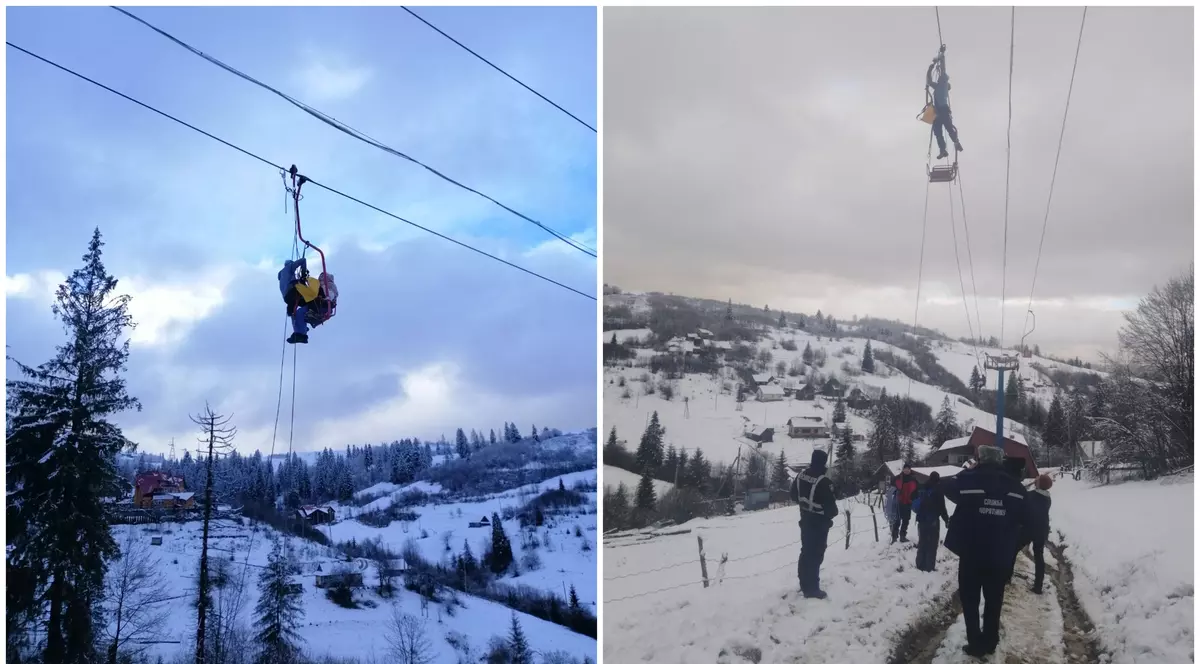 VIDEO | 74 de ucraineni rămași peste două ore în telescaunul defect. 13 copii și 3 gravide printre ei