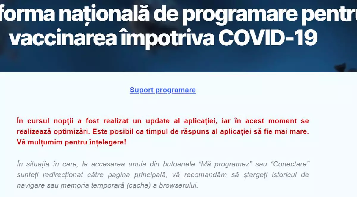 Noi întreruperi în funcționarea platformei de programări pentru vaccinare