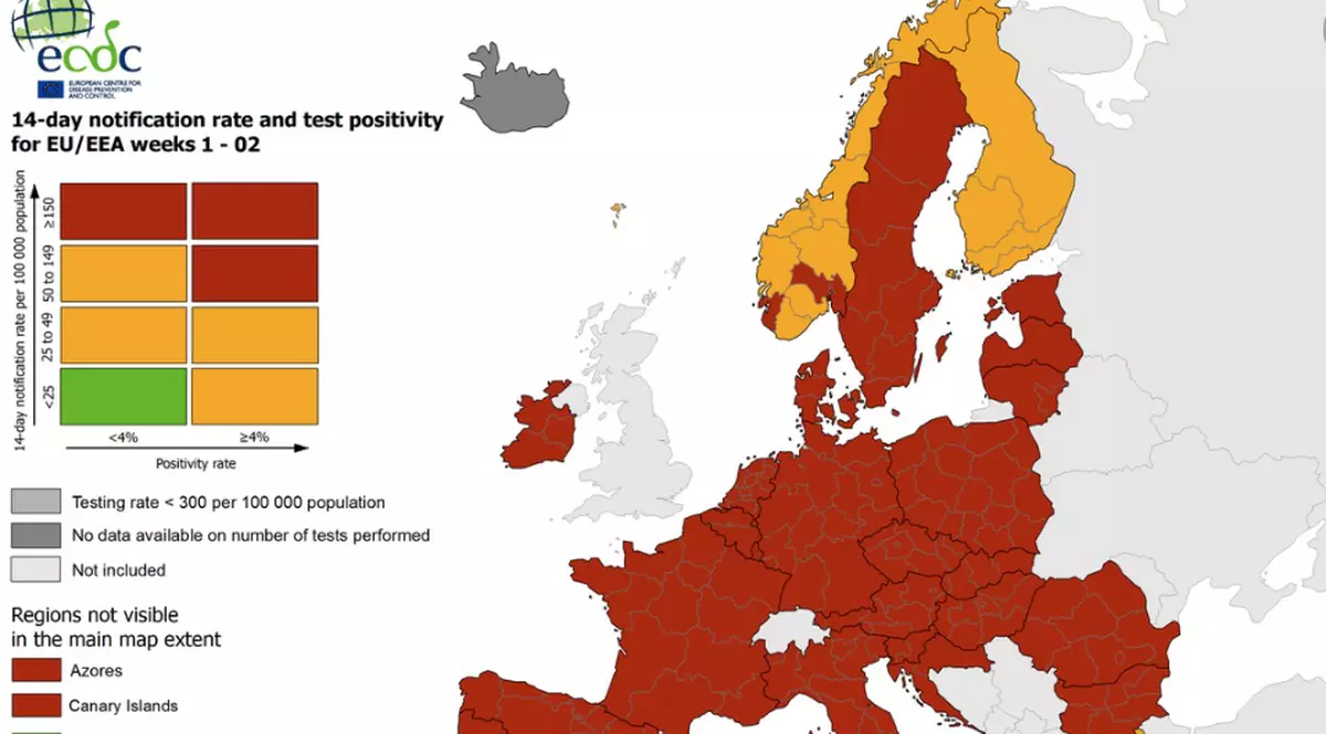 Roșu închis, noul cod de culoare propus de Comisia Europeană pentru identificarea zonelor cu rată mare de infecții COVID