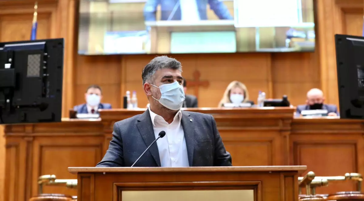 Președintele PSD, Marcel Ciolacu, în Parlament. Foto: PSD