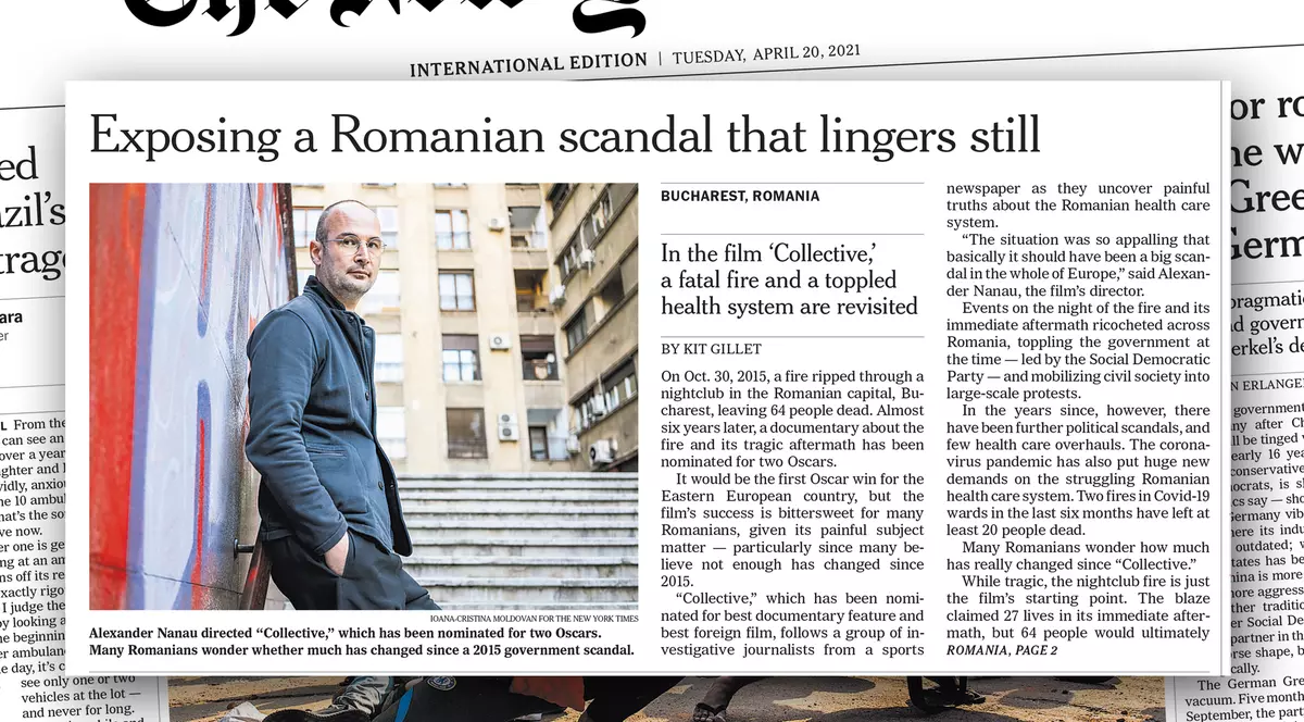 România, pe prima pagină a ediției internaționale a The New York Times: „Încă doare”