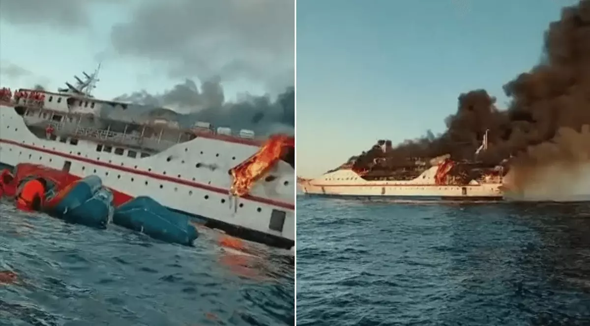 Un vapor plin cu oameni a luat foc în Indonezia. Ce s-a întâmplat cu pasagerii