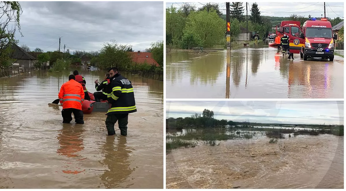 Inundații în Satu Mare, în urma ploilor torențiale. Peste 160 de oameni au fost evacuați
