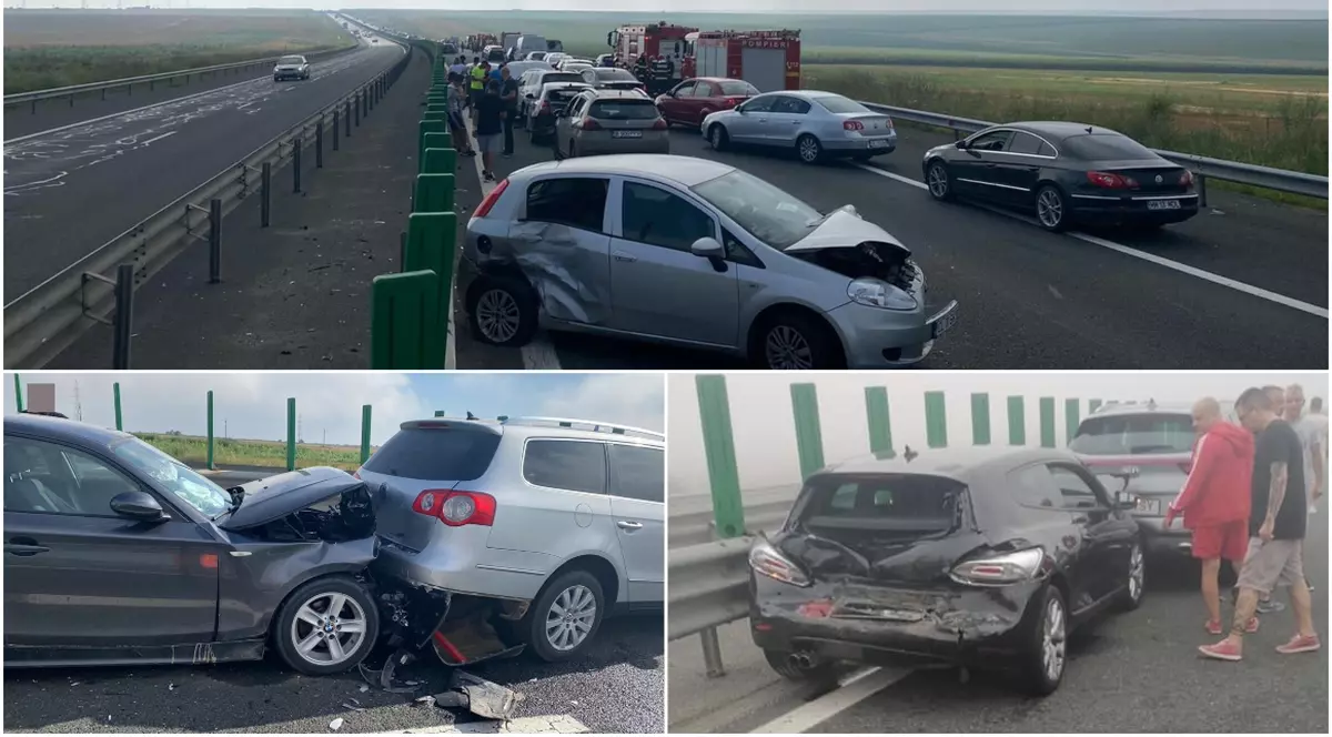 Haos pe drumul spre mare: 55 de mașini, implicate în 4 accidente în lanț pe Autostrada Soarelui. Peste 20 de oameni au fost răniți