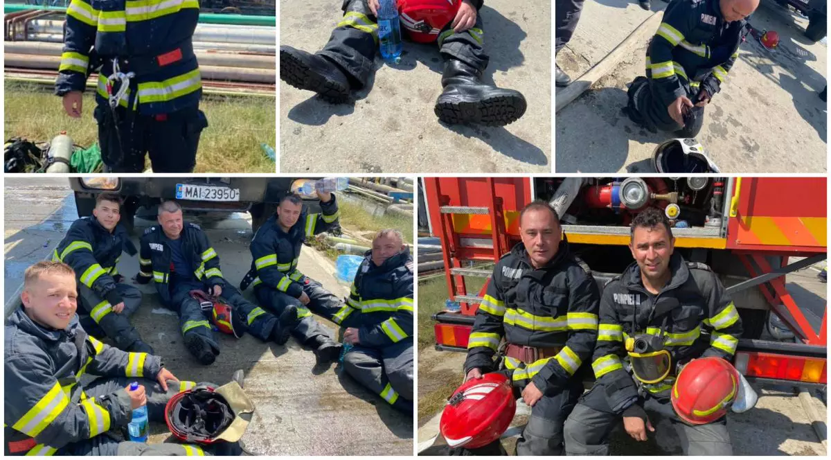 Cum arătau pompierii care au stins incendiul de la Petromidia, după trei ore de luptă cu flăcările