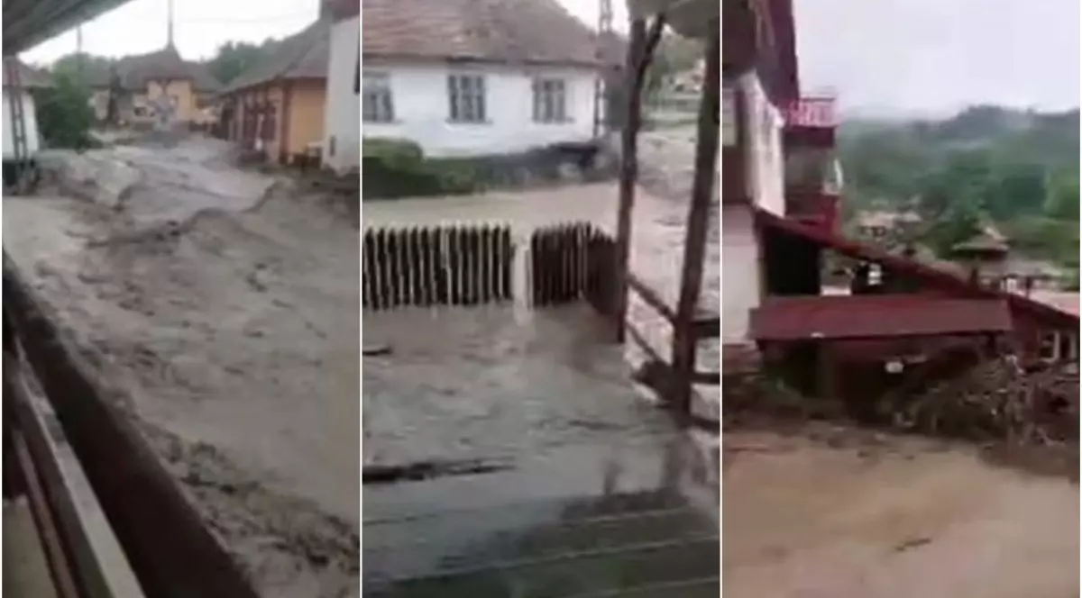O comună din Alba, măturată de viitură. Casele au fost inundate, drumurile, distruse