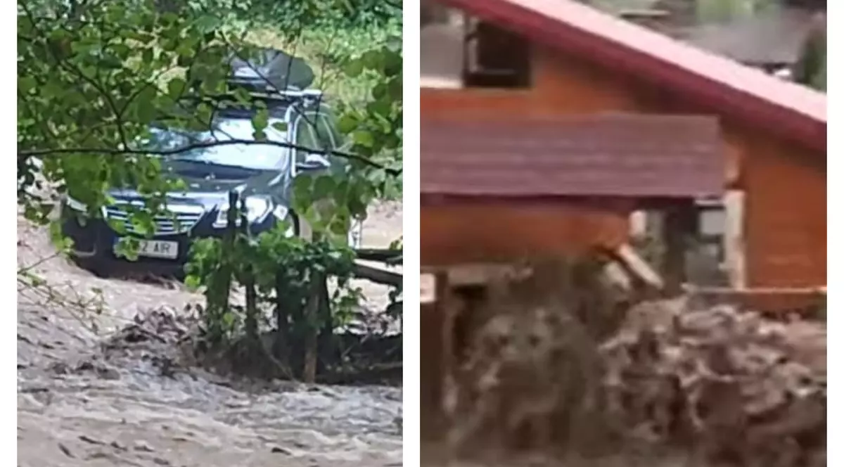 Inundații puternice în Alba, oamenii s-au refugiat în podul casei. Un șofer din Cluj a fost prins de viitură