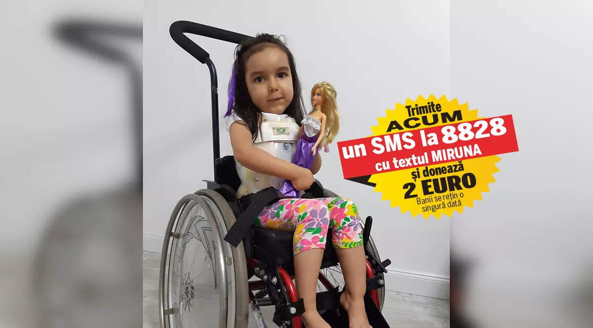 Salvarea Mirunei, un tratament genetic de peste 2.400.000 de dolari. Fetița de trei ani suferă de amiotrofie spinală musculară și e țintuită în scaun cu rotile