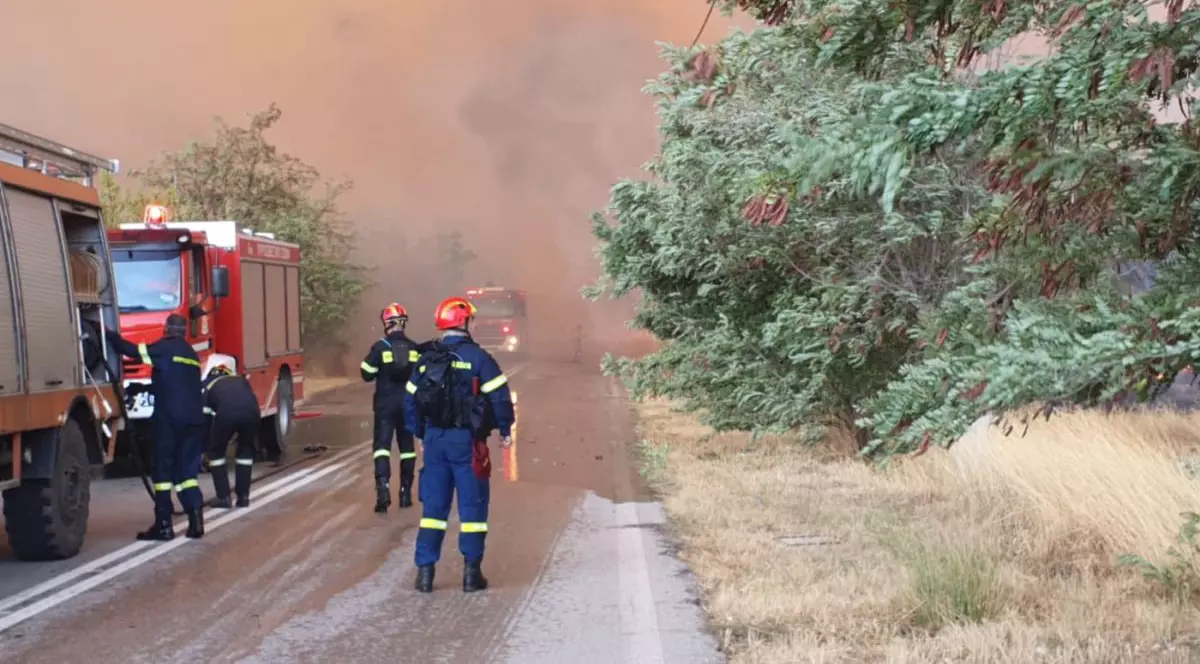 Pompierii români luptă cu un incendiu violent din regiunea grecească Attica. Mai multe locuințe, cuprinse de flăcări