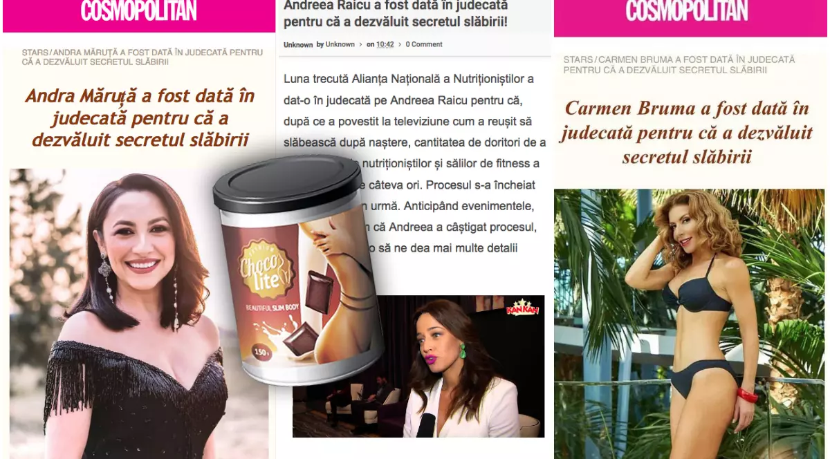 Cine se află în spatele produsului de slăbit „minune” Choco Lite, care își face reclamă cu imaginea unor vedete