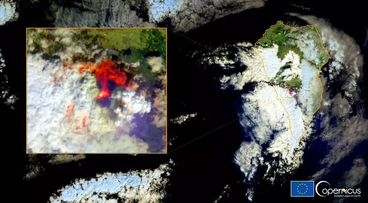 Erupția vulcanului din insula spaniolă La Palma, surprinsă de sateliți