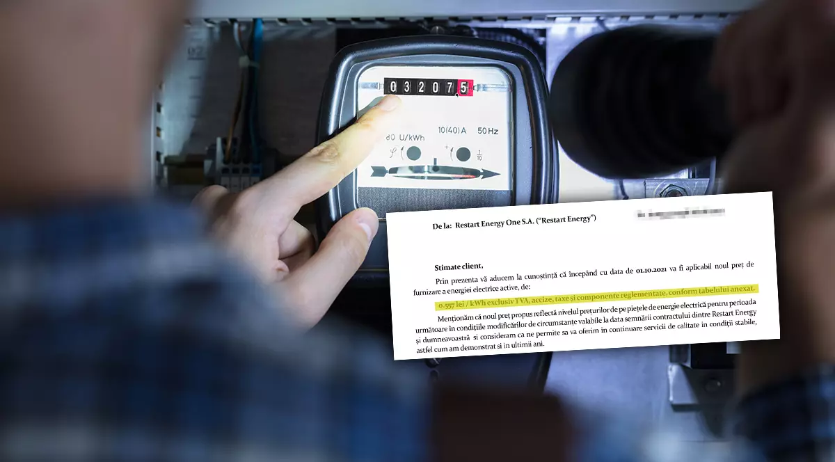 După gaz, și curentul. Clienți anunțați pe mail de dublarea prețului la energie. Crește de la 0,250 la 0,557 lei pe kilowatt