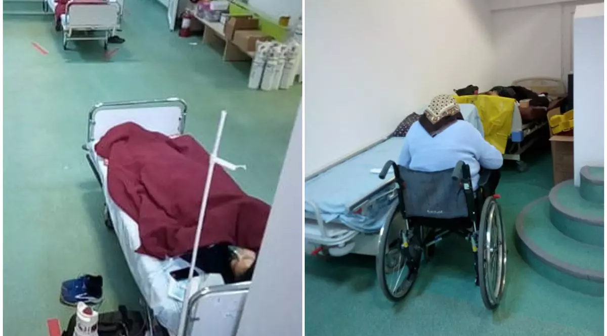 Imagini dramatice la „Marius Nasta”, unde și pe holuri sunt paturi cu bolnavi de COVID. „Următoarea etapă va fi să îi punem doi în pat”