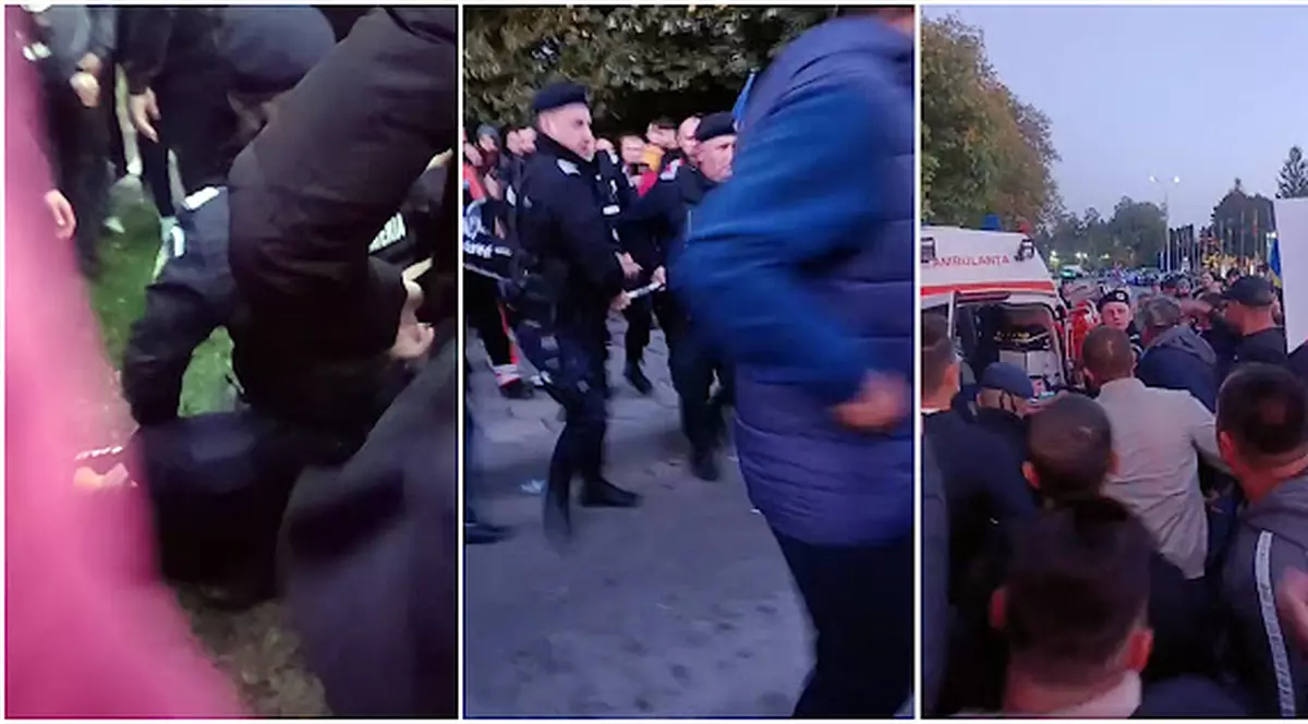 Protest anti-COVID la Rădăuți. Jandarmii au folosit gaze lacrimogene, iar un adolescent a fost transportat la spital