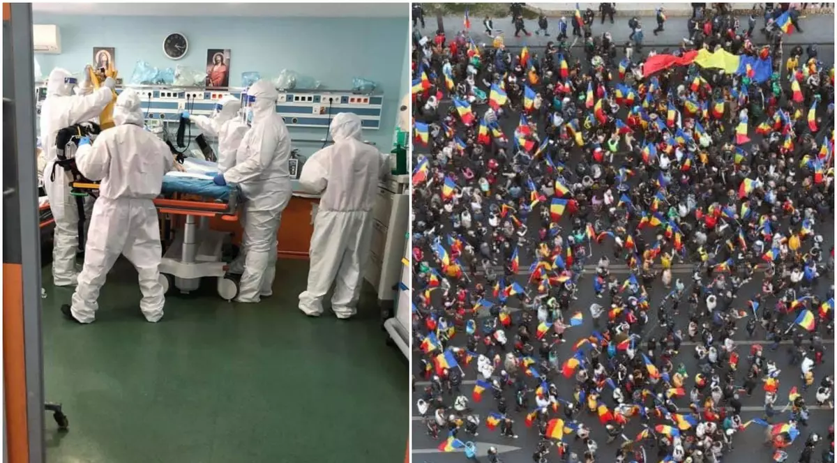 Mesajul RO Vaccinare din timpul protestelor: „Un român a murit la fiecare 8 minute în ultimele 24 de ore, de COVID”