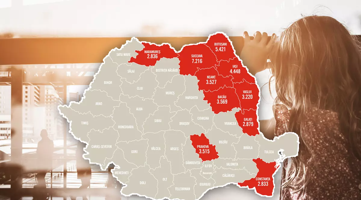 Harta copiilor cu părinți plecați în străinătate: sunt peste 75.800 în toată țara. Cele mai afectate județe