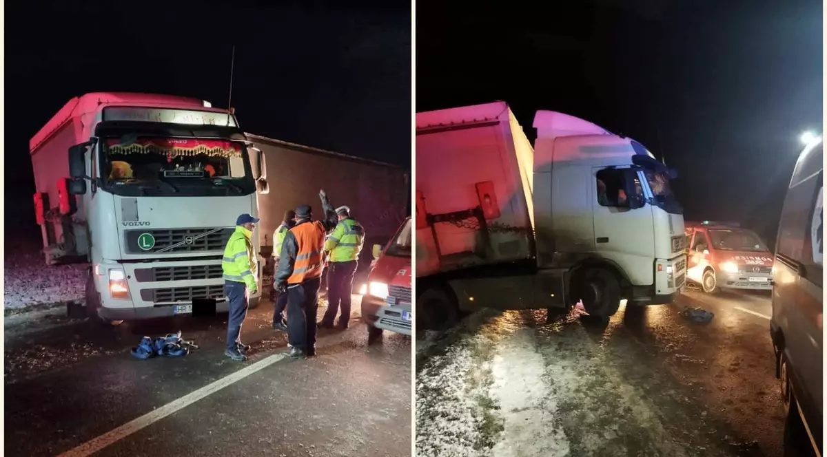 Ciocnire violentă între o mașină și un TIR în Sibiu. Unul dintre șoferi a consumat alcool