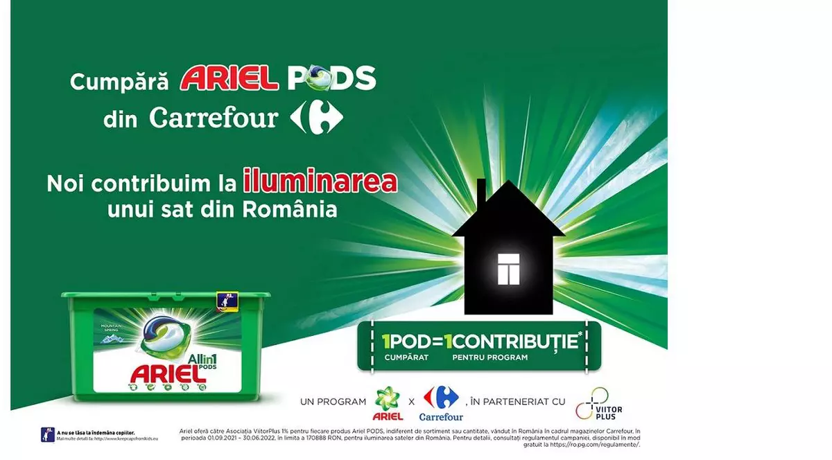POD cu POD luminezi o casă - campania Ariel și Carrefour, în parteneriat cu ViitorPlus, se extinde într-o nouă comunitate