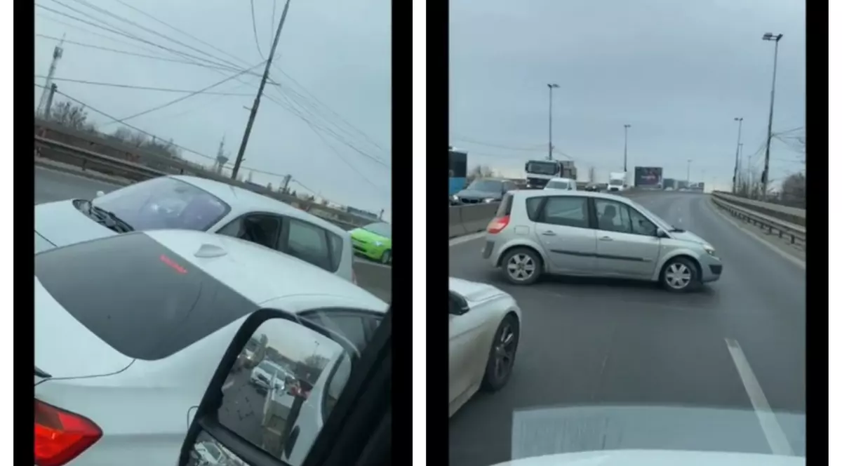 Un șofer care conducea pe contrasens, pe DN1, la oră de vârf, blocat de ceilalți participanți la trafic