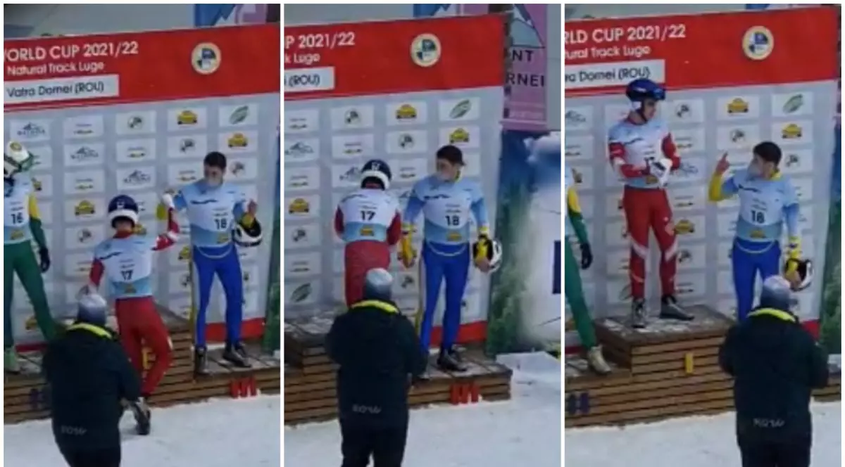 Frumusețea sportului: momentul în care un sportiv rus și unul ucrainean își dau mâna și glumesc la o competiție de la Vatra Dornei