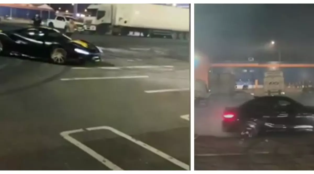 Drifturi cu bolizi de lux, în parcarea unui mall din București. „Tu știi cum s-a oprit? Milimetric”