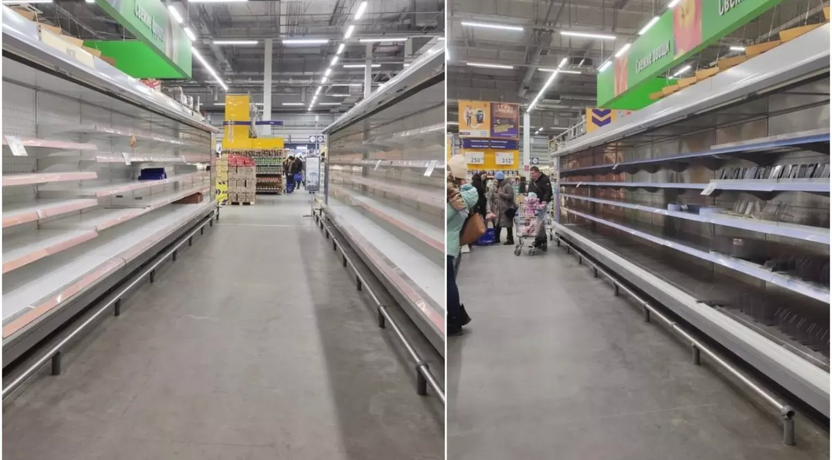 FOTO. Cum arată unele supermarketuri din Rusia la două săptămâni după începerea războiului cu Ucraina