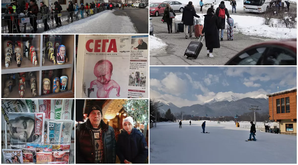 REPORTAJ. Viața în stațiunea de schi Bansko din Bulgaria, locul unde refugiații ucraineni se intersectează cu turiștii ruși, repatriați de urgență spre Moscova