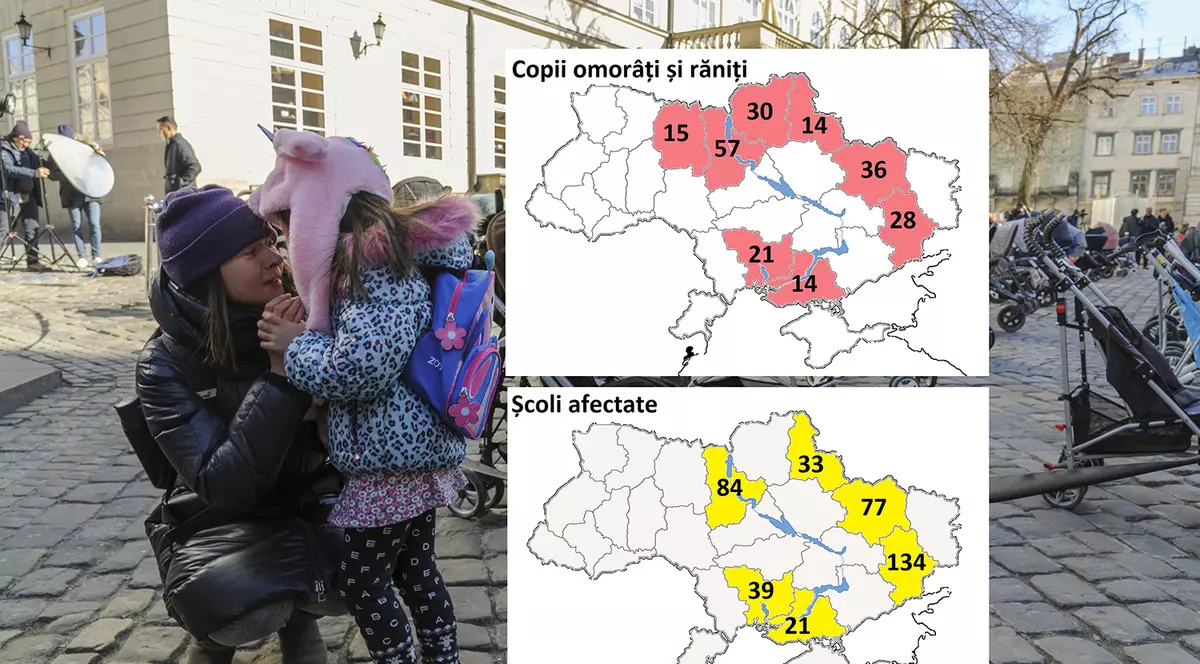 Hărțile care dor. Unde au murit și au fost răniți copiii Ucrainei și în ce regiuni au fost afectate cele mai multe școli