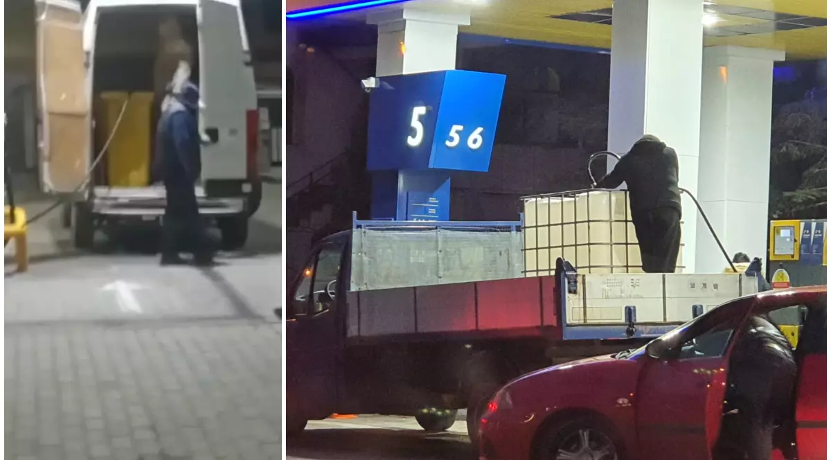 VIDEO | Un șofer din Arad a cumpărat motorină în pubele de gunoi. La Slatina, altul a umplut un rezervor de 1.000 de litri