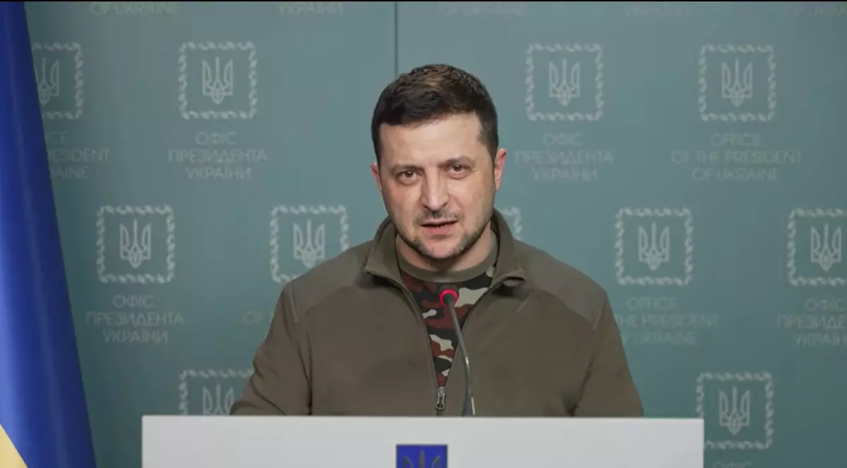 Presedintele Ucrainei. Volodimir Zelenski, in timpul discursului televizat de duminica seara, 6 martie. Foto: captură Facebook